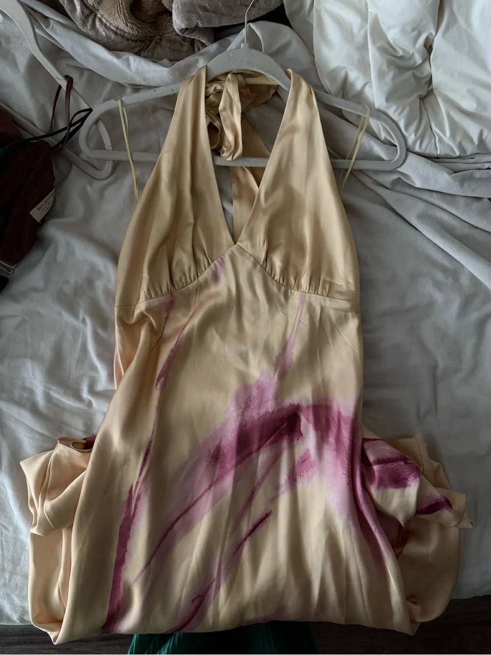 Abercrombie & Fitch Julia Halter Yellow Dress with Pink Accents